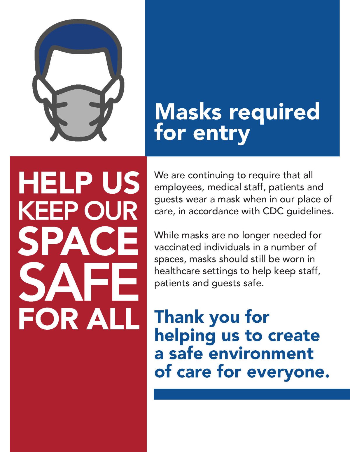 Masks required for entry